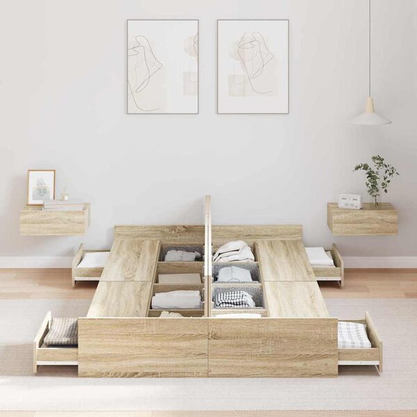 Krevet s ladicama Sonoma hrast 120 x 190 cm Konstruirano drvo - Smeđa / 120 x 190 cm