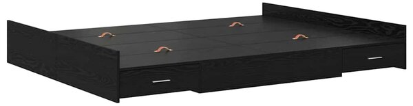 Krevet s ladicama Crni hrast 135 x 190 cm Konstruirano drvo - Crna / 135 x 190 cm