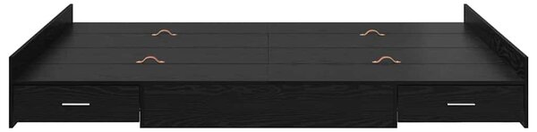 Krevet s ladicama Crni hrast 135 x 190 cm Konstruirano drvo - Crna / 135 x 190 cm