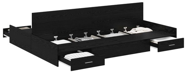 Krevet s ladicama Crni hrast 135 x 190 cm Konstruirano drvo - Crna / 135 x 190 cm