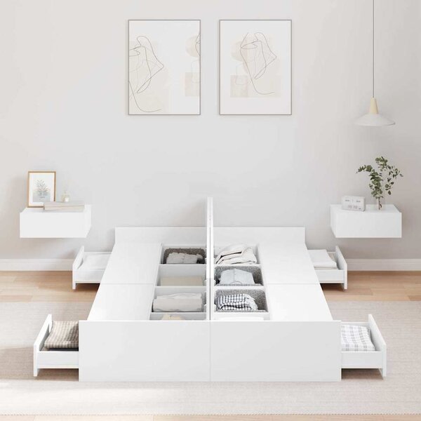 Krevet s ladicama Bijelo 120 x 200 cm Konstruirano drvo - Bijela / 120 x 200 cm