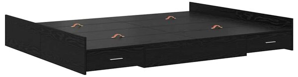 Krevet s ladicama Crni hrast 135 x 190 cm Konstruirano drvo - Crna / 135 x 190 cm