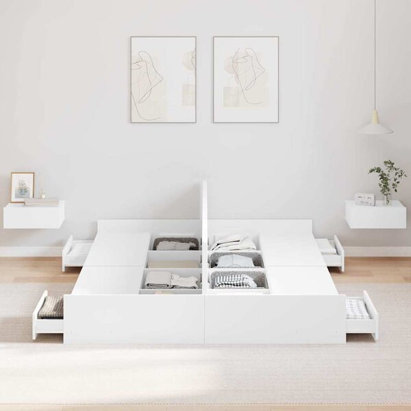 Krevet s ladicama Bijelo 140 x 200 cm Konstruirano drvo - Bijela / 140 x 200 cm
