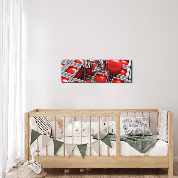 Slika - 3D metalik apstrakcija (sa satom) (90x30 cm)