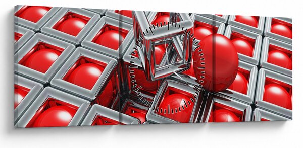 Slika - 3D metalik apstrakcija (sa satom) (90x30 cm)
