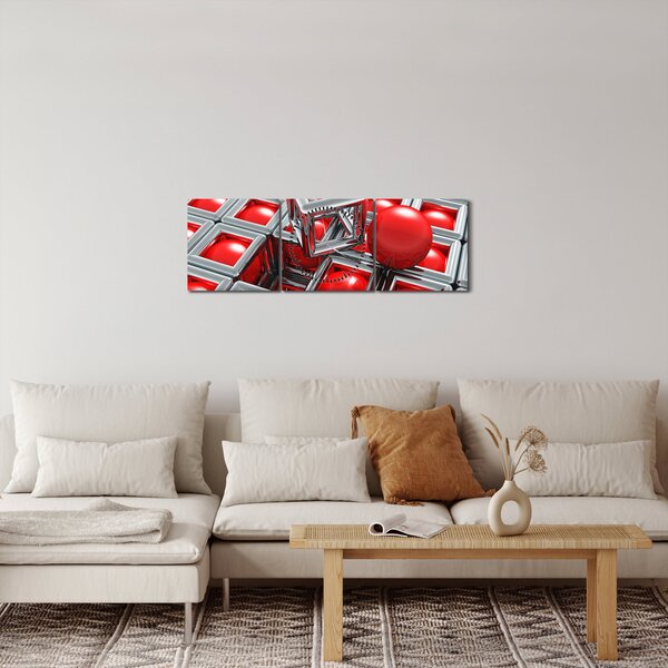 Slika - 3D metalik apstrakcija (sa satom) (90x30 cm)