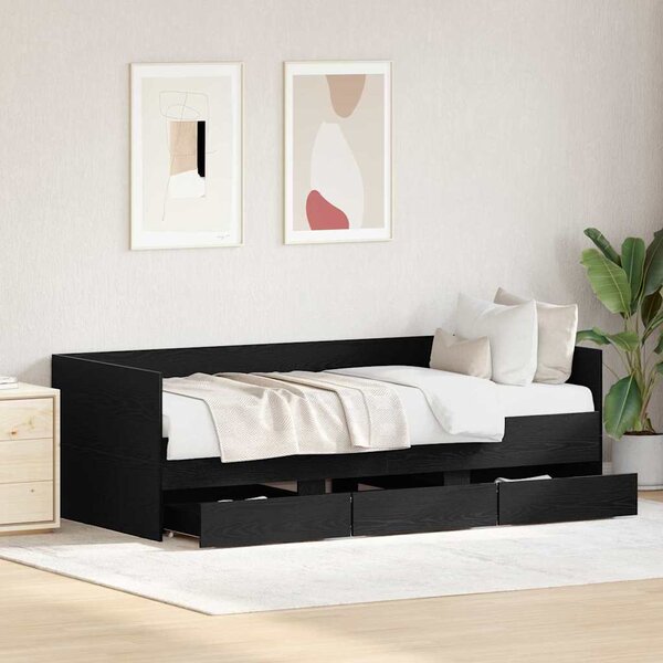 Krevet na dan Crni hrast 90 x 200 cm Konstruirano drvo - Crna / 90 x 200 cm