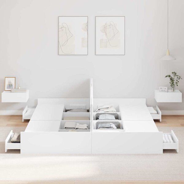 Krevet s ladicama Bijelo 180 x 200 cm Konstruirano drvo - Bijela / 180 x 200 cm