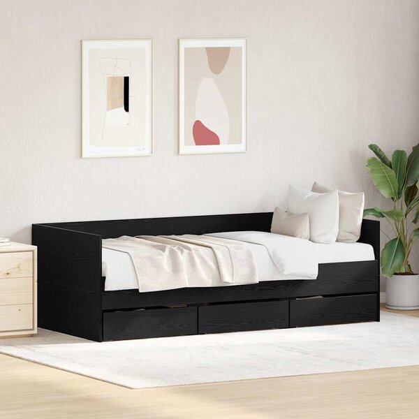 Krevet na dan Crni hrast 90 x 200 cm Konstruirano drvo - Crna / 90 x 200 cm