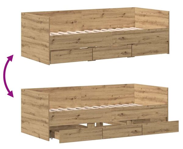 Krevet na dan Umjetnički hrast 90 x 190 cm Konstruirano drvo - Smeđa / 90 x 190 cm