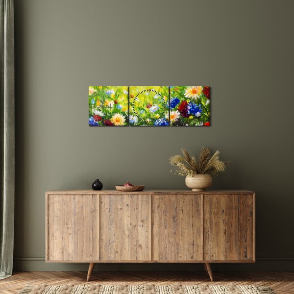 Slika divljeg cvijeća (sa satom) (90x30 cm)