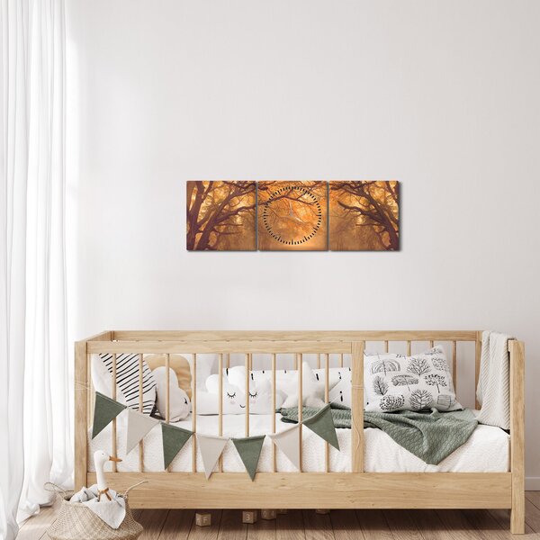 Slika ceste u jesenskom krajoliku (sa satom) (90x30 cm)