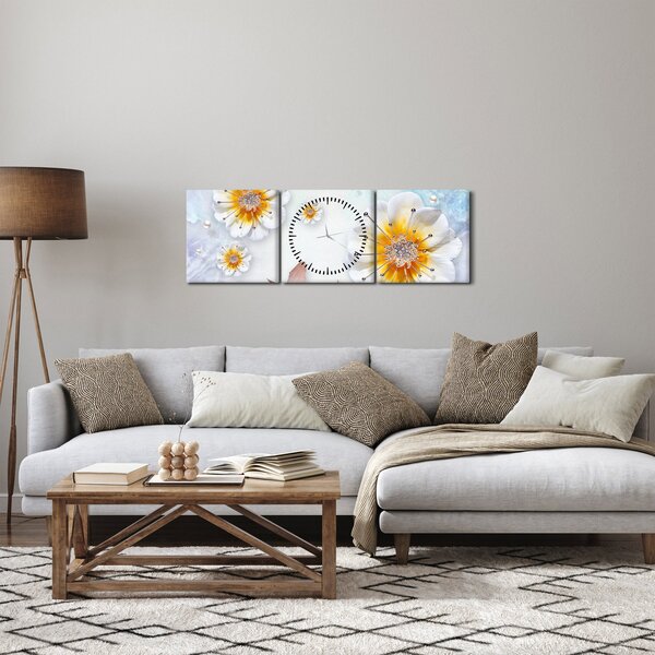Slika - Kompozicija z rožami in metulji (sa satom) (90x30 cm)