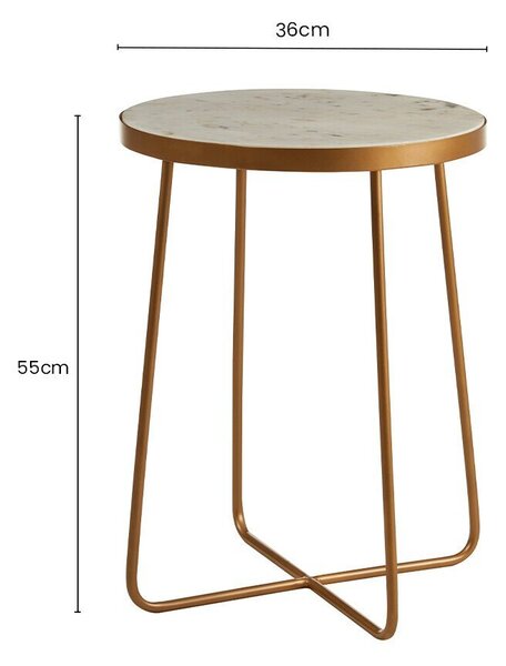 Okrugao pomoćni stol s mramornom pločom ø 36 cm Shalimar – Premier Housewares
