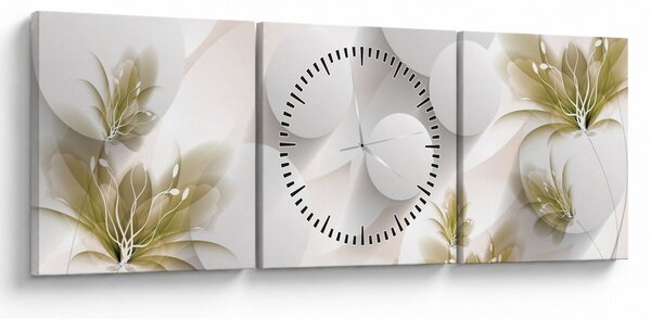 Slika - 3D krogi z rožami (sa satom) (90x30 cm)