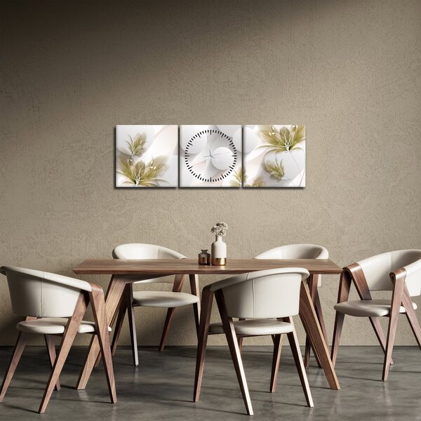 Slika - 3D krogi z rožami (sa satom) (90x30 cm)