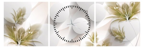 Slika - 3D krogi z rožami (sa satom) (90x30 cm)