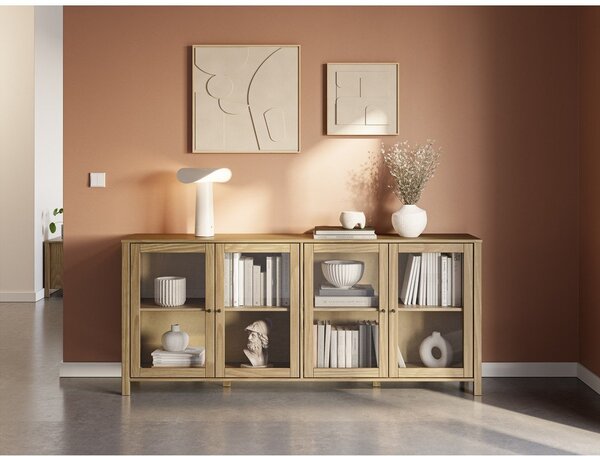 Vitrina od masivnog bora u prirodnoj boji 186x80x40 cm Alessandra – Marckeric