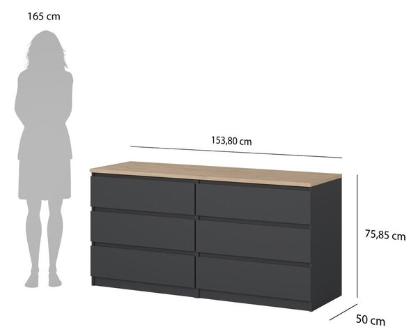 Tamno siva komoda 154x76x50 cm Naia – Tvilum