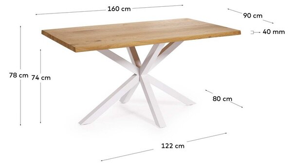 Blagovaonski stol s pločom stola u dekoru hrasta 90x160 cm Argo – Kave Home