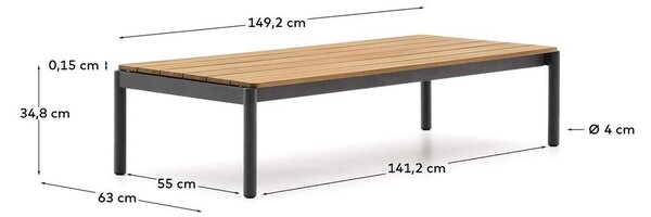 Vrtni stolić za kavu od masivne tikovine 63x149 cm Sorells – Kave Home