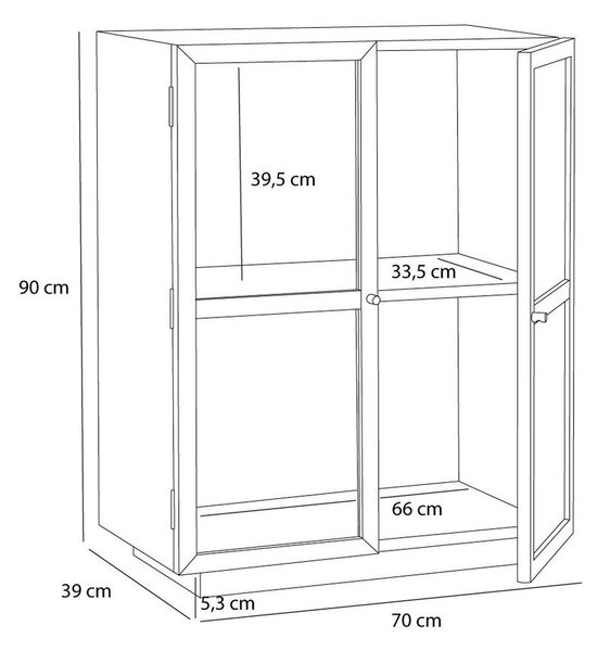 Viseća vitrina u dekoru hrasta u prirodnoj boji 70x90x39 cm Mae – Hübsch