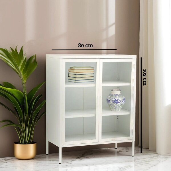 Bijela željezna vitrina 80x102x40 cm Acier – Premier Housewares