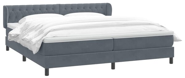Box Spring krevet s madracima tamno sivi 180x210 cm baršun - Siva / 180 x 210 cm