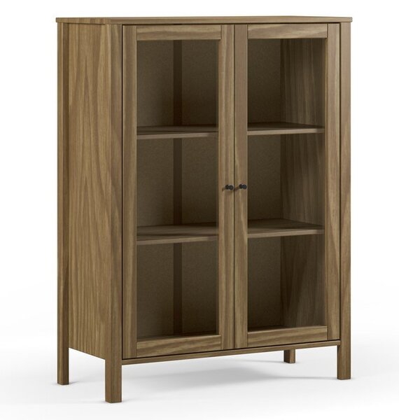 Vitrina od masivnog bora u prirodnoj boji 90x120x40 cm Alessandra – Marckeric