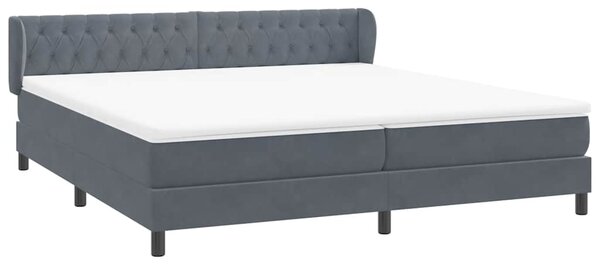 Box Spring krevet s madracima tamno sivi 180x210 cm baršun - Siva / 180 x 210 cm