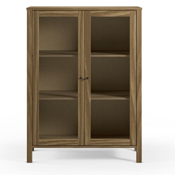 Vitrina od masivnog bora u prirodnoj boji 90x120x40 cm Alessandra – Marckeric