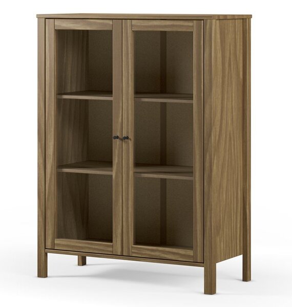 Vitrina od masivnog bora u prirodnoj boji 90x120x40 cm Alessandra – Marckeric
