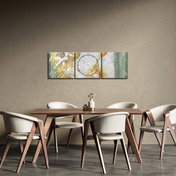 Slika - Cvetoči kaktusi (sa satom) (90x30 cm)