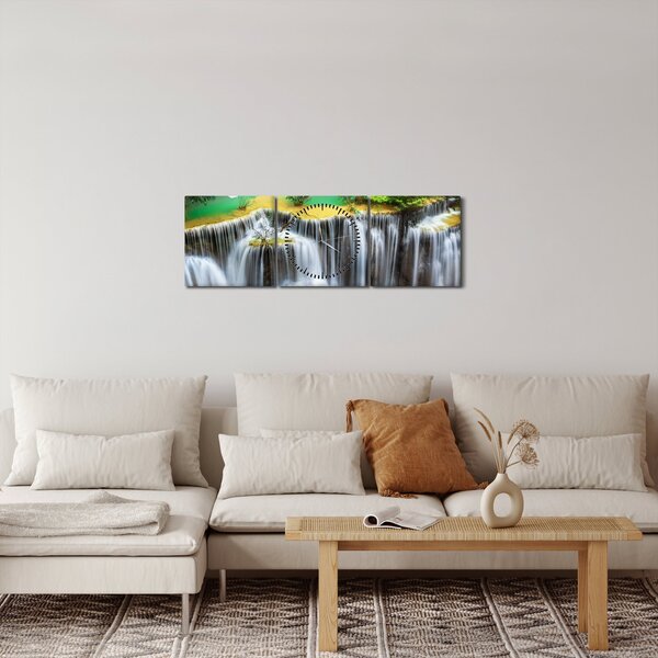 Slika - Pogled na čarobne slapove (sa satom) (90x30 cm)
