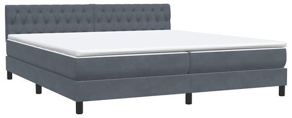 Krevet s oprugama i madracem tamnosivi 180x210 cm baršunasti - Siva / 180 x 210 cm
