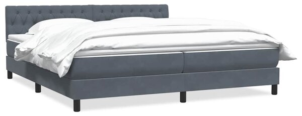 Krevet s oprugama i madracem tamnosivi 180x210 cm baršunasti - Siva / 180 x 210 cm