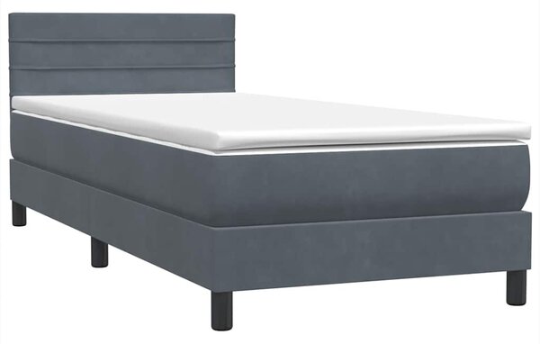 Box Spring krevet s madracem tamno sivi 80x210 cm baršun - Siva / 80 x 210 cm