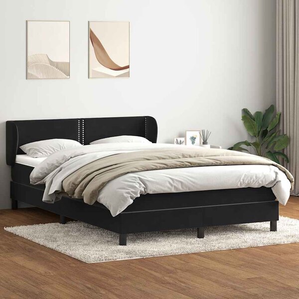 Box spring krevet s madracem crni 160x210 cm baršunasti - Crna / 160 x 210 cm