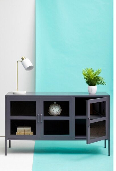 Siva željezna vitrina 140x80x45 cm Acier – Premier Housewares