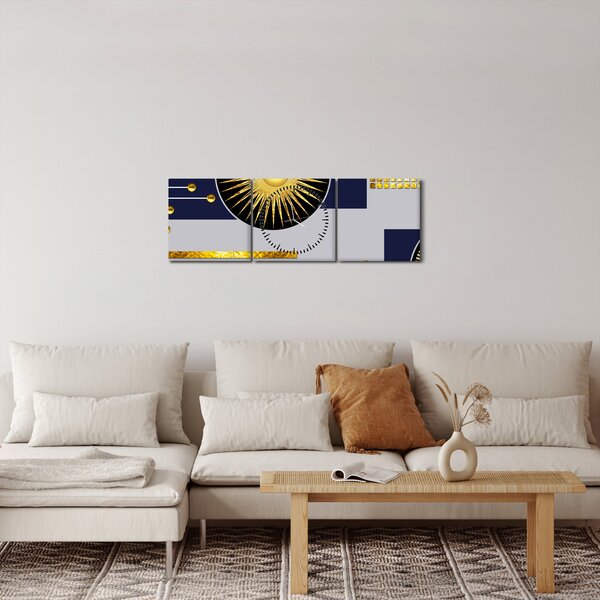 Slika - Zlati krogi (sa satom) (90x30 cm)
