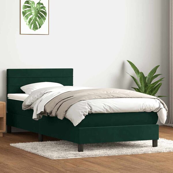 Box Spring krevet s madracem tamnozeleni 80x220 cm baršun - Zelena / 80 x 220 cm
