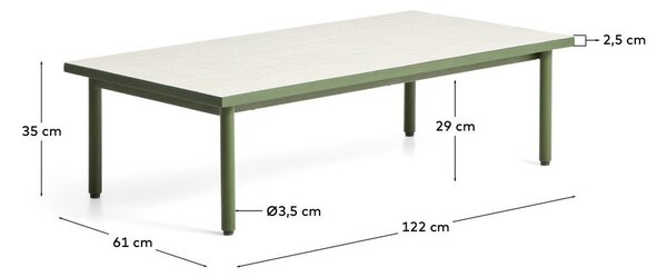 Vrtni stolić za kavu s keramičkom daskom 61x122 cm Maurina – Kave Home