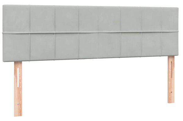 Krevet s oprugama i madracem svjetlosivi 160x220 cm baršunasti - Siva / 160 x 220 cm
