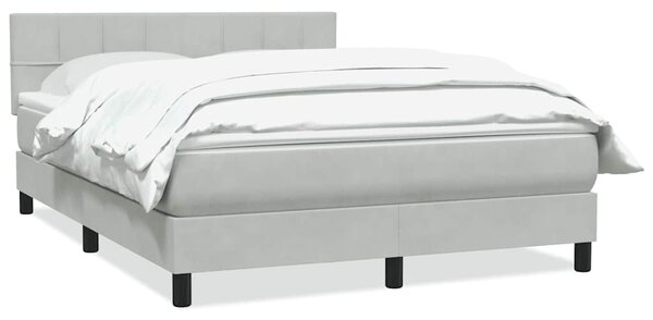Krevet s oprugama i madracem svjetlosivi 160x220 cm baršunasti - Siva / 160 x 220 cm
