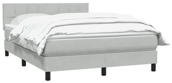 Krevet s oprugama i madracem svjetlosivi 160x220 cm baršunasti - Siva / 160 x 220 cm