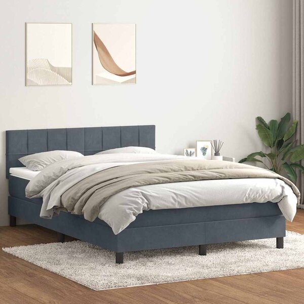 Krevet s oprugama i madracem tamnosivi 160x210 cm baršunasti - Siva / 160 x 210 cm