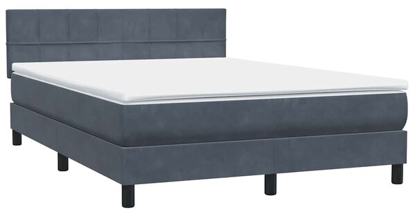 Krevet s oprugama i madracem tamnosivi 160x210 cm baršunasti - Siva / 160 x 210 cm