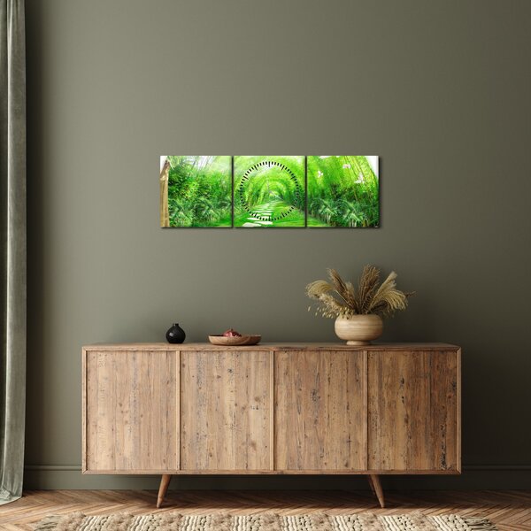 Slika - Pogled na tropski vrt (sa satom) (90x30 cm)
