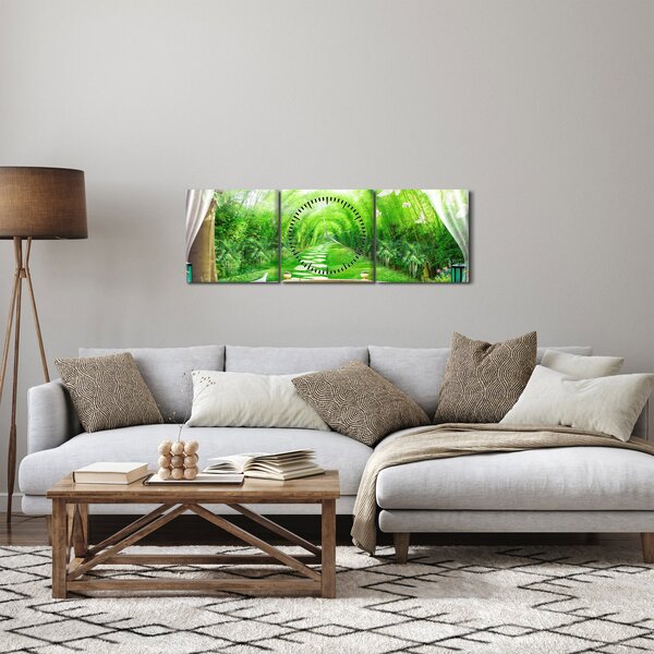 Slika - Pogled na tropski vrt (sa satom) (90x30 cm)