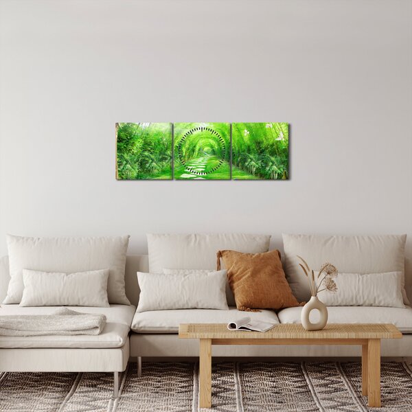 Slika - Pogled na tropski vrt (sa satom) (90x30 cm)